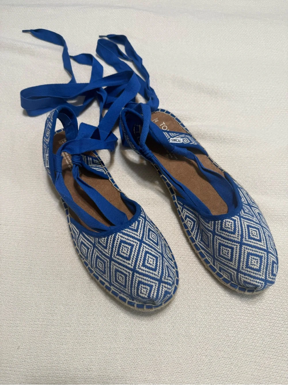 Tom’s Blue Espadrille Lace-Up Flats - Women's Summer Shoes size 10